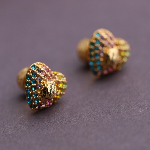 Kurt Geiger London Signature Heart Rainbow Stud Earrings - Picture 5 of 7